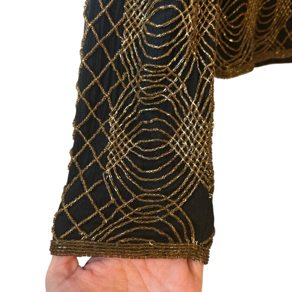 100% Silk Vintage Mob Wife Beaded Jacket Papéll Boutique Evening Size Medium - Picture 3 of 8
